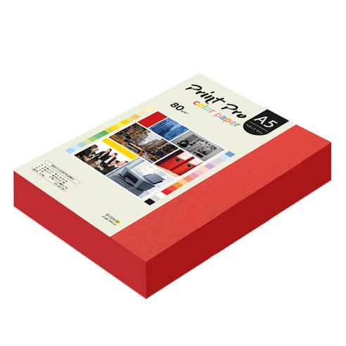 종이문화 프린트프로 칼라복사지 No 29 레드, A5, 500개