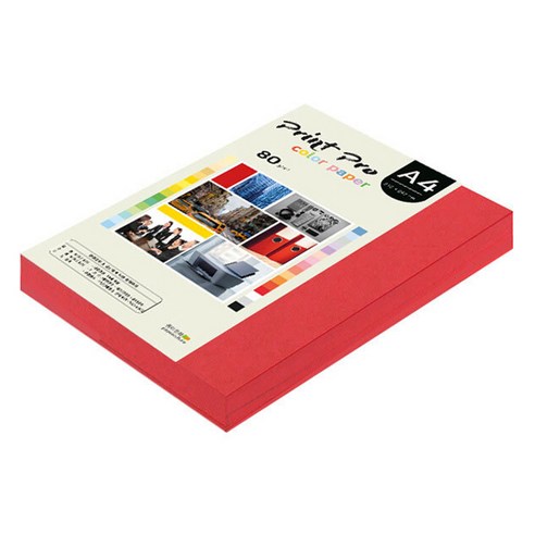 종이문화 프린트프로 칼라복사지 No 29 레드, A4, 250개