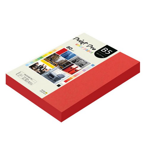 종이문화 프린트프로 칼라복사지 80g No 29 레드, B5, 340개