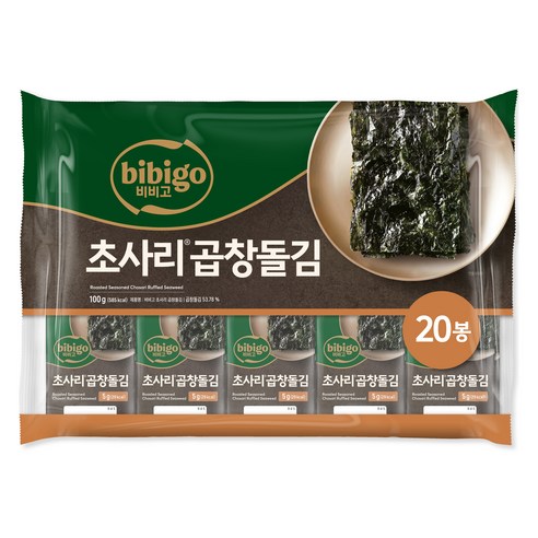 비비고 초사리곱창돌김, 20개, 5g