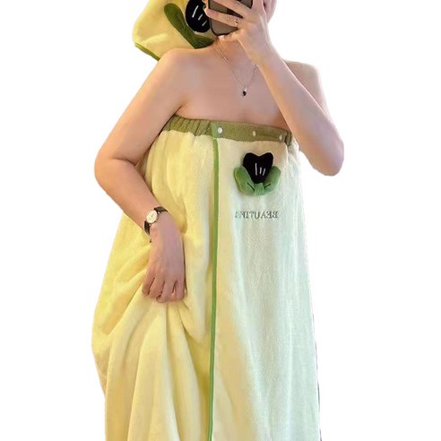 원이네 소프트 튤립 바스 랩 타월 230g 극세사, 녹색튤립, 1개