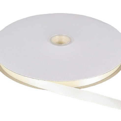 조이파티 공단 리본끈 10mm, 크림화이트, 91m, 1개