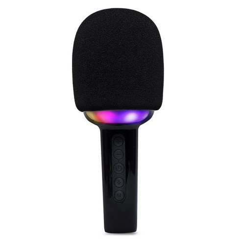 PLEIGO 블루투스 LED 무선 휴대용 마이크, P154, 블랙