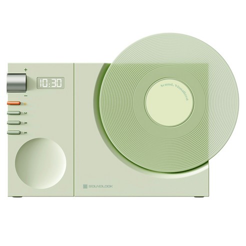 사운드룩 바이닐무드 LP 디지털 시계 블루투스 스피커 SL-BS800, 그린