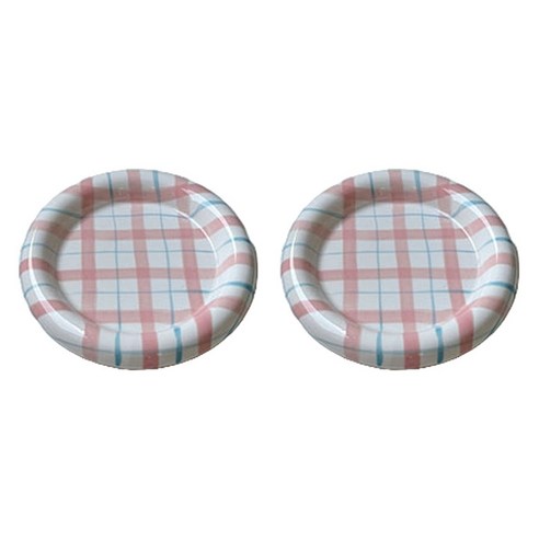 모던지 체크 빵빵 앞접시 소(15 x 2.5 cm) YJ703, 핑크, 2개, 단품