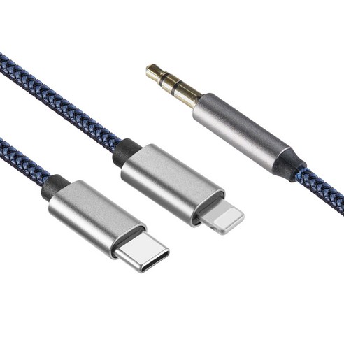 Coms 스테레오 변환 케이블 iOS 8Pin C타입 AUX 3극 stereo 3.5 8핀 USB-C Type-C IH739, 1개