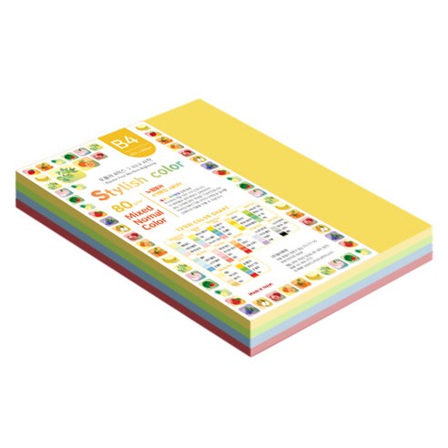종이문화 스타일리쉬 얇은 혼합색지 12 SN Vivid Tone 80g, B4, 210개