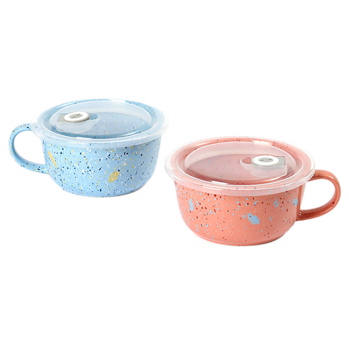폴마르켄 전자렌지용 라면 찜기 600ml x 2종 세트, 퍼시픽 블루, 코랄 핑크, 1세트