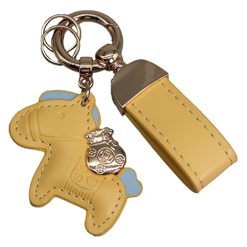 끄레앙 말장식 자동차 키홀더 행운키링 가방장식 AK305, 옐로우, 1개