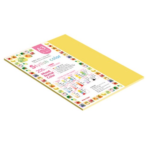 종이문화 SN 스타일리쉬 노멀 두꺼운 혼합색지 205g 12 Vivid Tone, 13개, A3