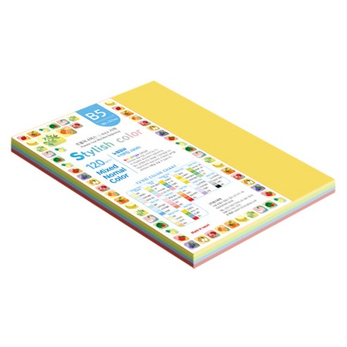 종이문화 스타일리쉬 얇은 혼합색지 120g 12 SN Vivid Tone, B5, 65개