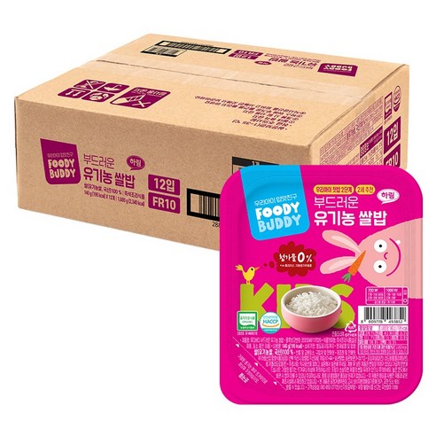 푸디버디 부드러운 유기농 쌀밥 레토르트 영유아식, 140g, 12개