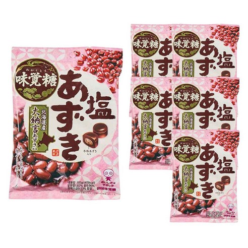 미카쿠토 시오 아주끼 캔디 팥 사탕, 105g, 6개