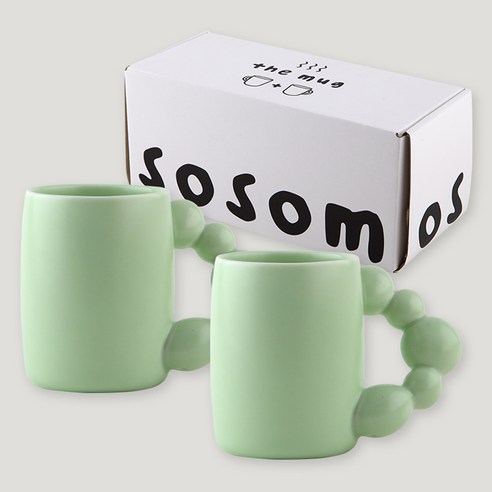 소소모소 진주 머그컵 380ml, 그린, 2개