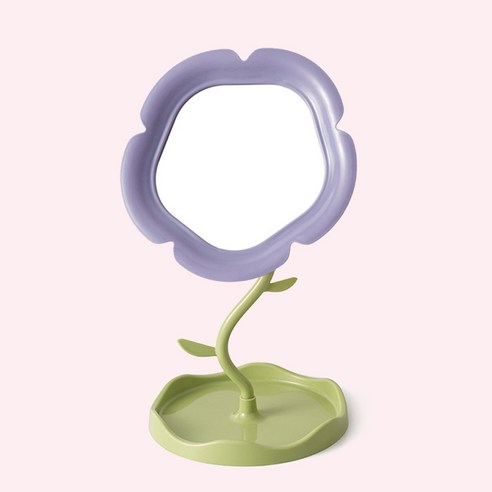 머니풀 플라워 각도조절 트레이 화장 탁상거울, Purple