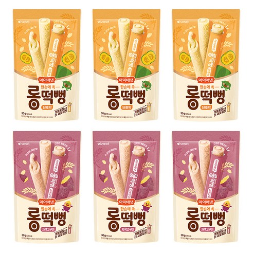 아이배냇 롱떡뻥 단호박 30g x 3p + 자색고구마 30g x 3p 세트, 1세트, 혼합맛(단호박/자색고구마)