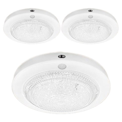 LED 방습 원형 센서등 15W, 화이트 + 주광색, 3개