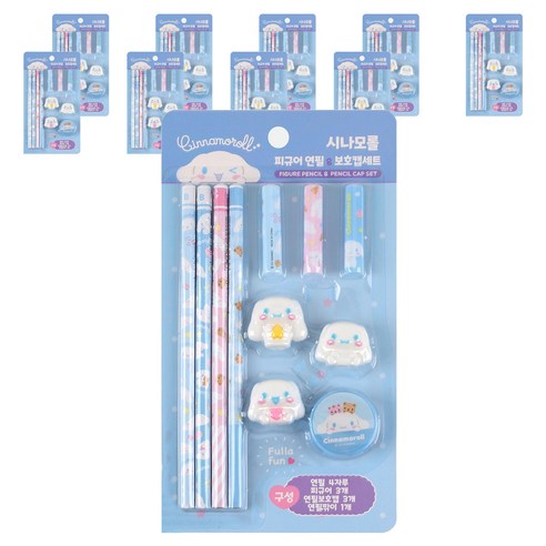 산리오 캐릭터즈 피규어 연필 보호캡 세트, 시나모롤, 10세트
