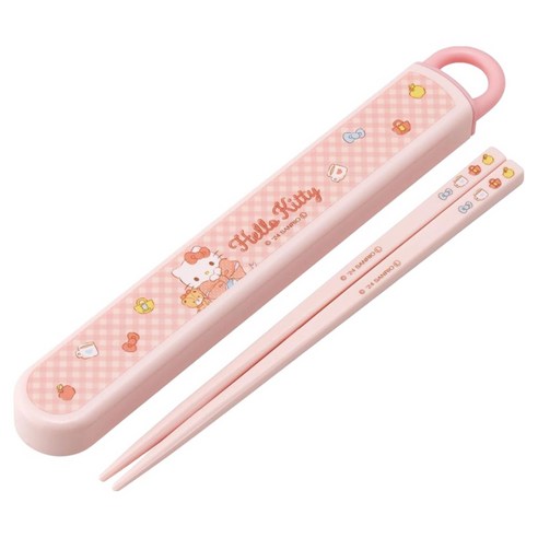 스케이터 항균 젓가락 16.5cm + 케이스 세트 ABS2AMAG, 산리오 키티, 젓가락 + 케이스, 1세트