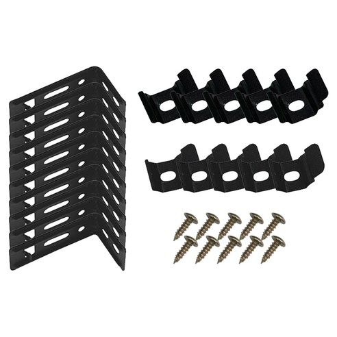 더원홈데코 커튼 레일 부속 스냅 대 5p + 소 5p + ㄱ자 브라켓 68 x 37 x 27 mm 10p + 목재 피스 19mm 10p 세트, 1세트, 블랙