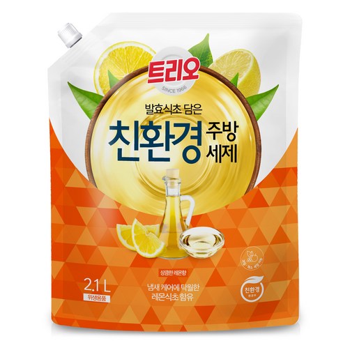 트리오 발효식초 레몬 주방세제, 2.1L, 1개