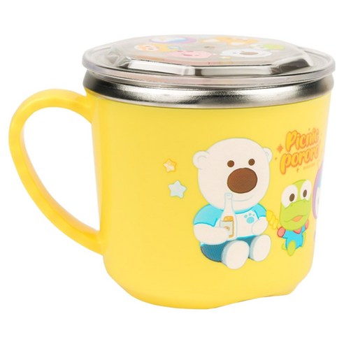 릴팡 뽀로로 논슬립 뚜껑 스텐컵, 피크닉, 1개
