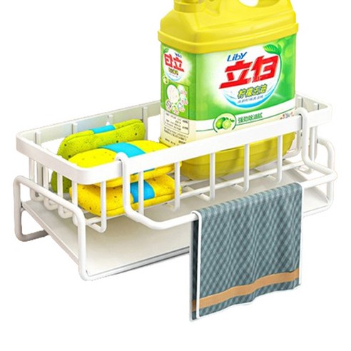 블럭마트 주방 싱크대 수세미 배수 보관랙 TYPE2, 화이트, 1개