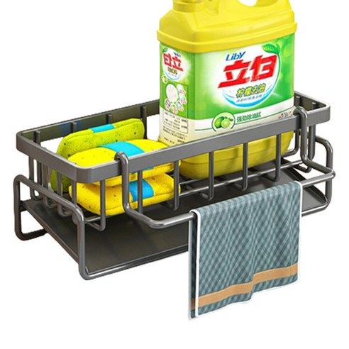 블럭마트 주방 싱크대 수세미 배수 보관랙 TYPE2, 그레이, 1개