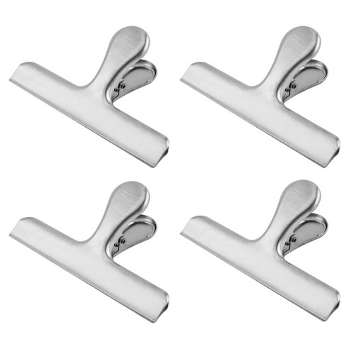 리리빙 주방 프리미엄 스텐 밀봉 집게 12cm, 실버, 4개