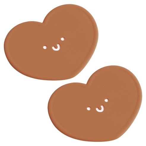 에이드엘 펀칭하트 실리콘 컵받침, 카라멜, 2개