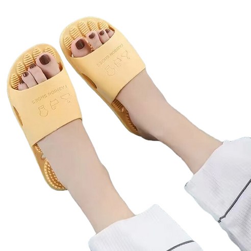 몬드스팟 지압 마사지 pvc 미끄럼방지 슬리퍼 욕실화 YY57829, 옐로우, 1개