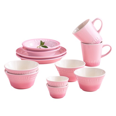 코렐코디네이츠 브리즈스톤 식기세트 12p, Pink, 1세트