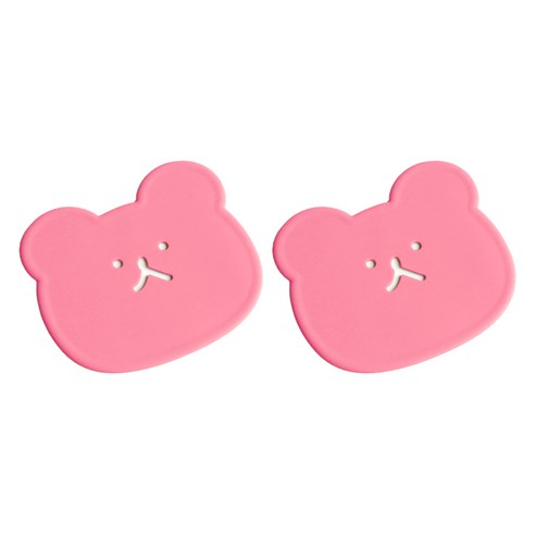 에이드엘 펀칭베어 실리콘 컵받침, 크림핑크, 2개