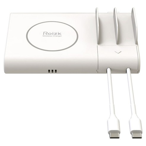 로이직 3포트 유무선 고속 멀티충전기 RZ-730R + C타입 케이블 2p 세트, 화이트, 1세트