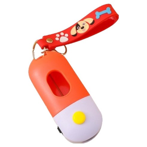 로웰 LED 산책 배변봉투 케이스, 레드, 1개입, 1개