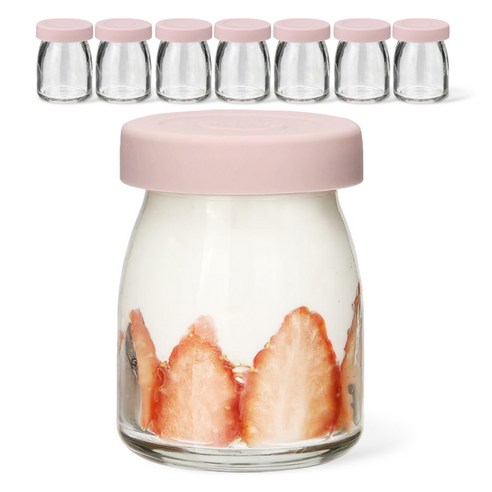 미르 헥사 실리콘뚜껑 레트로 유리 우유병 인디핑크, 8개, 100ml