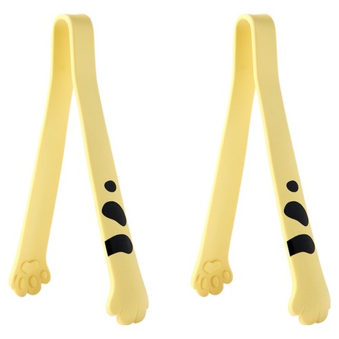 이지실리 실리콘 캐치캣 고양이 주방집게 중 19cm, 옐로우, 2개