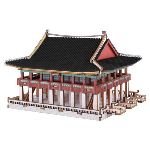 영공방 미니 경회루 DIY 입체 퍼즐 우드 모형, 혼합색상, 1개