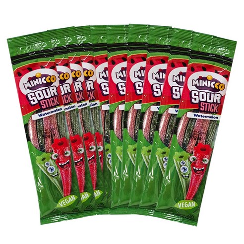 미니꼬 사우어 롱롱 스틱 비건젤리 수박향, 50g, 10개
