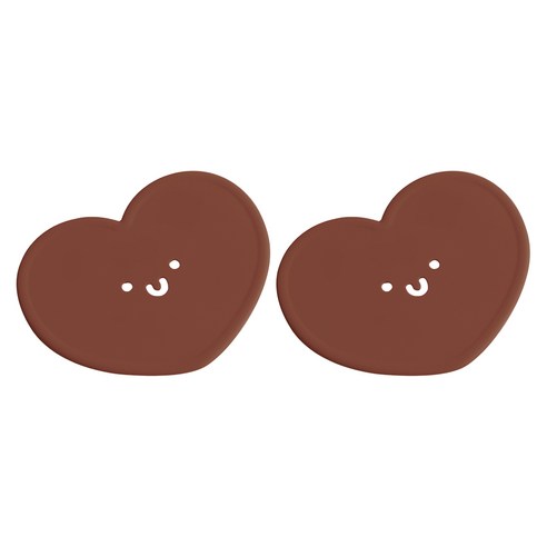 에이드엘 펀칭하트 실리콘 컵받침, 초코브라운, 2개
