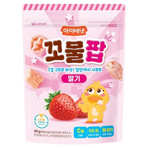 아이배냇 꼬물팝 딸기, 1개, 30g, 딸기맛