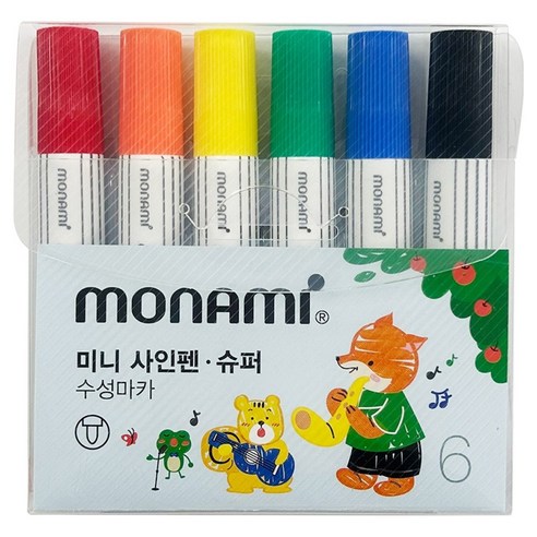 모나미 mini 사인펜 슈퍼 6색 세트, 혼합색상, 1세트
