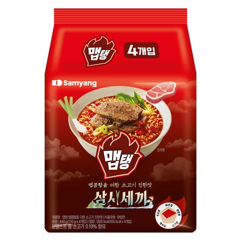 맵탱 맵콤함을 더한 소고기 진한맛 라면 110g, 4개