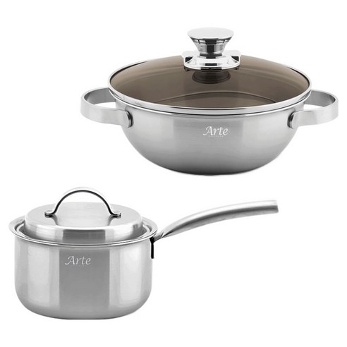 퀸센스 인덕션 아르떼 통 5중 냄비세트 2개, 은색, 1세트, 편수 18cm + 궁중전골 20cm