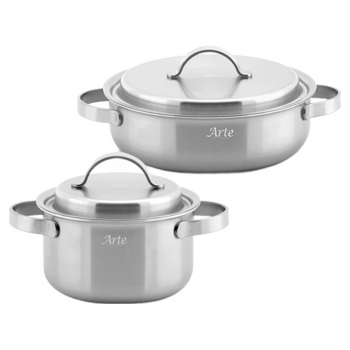 퀸센스 인덕션 아르떼 통 5중 냄비세트 2개, 은색, 1세트, 양수 16cm + 전골 24cm