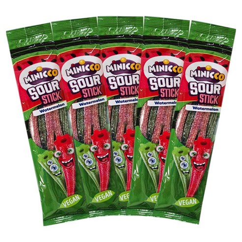미니꼬 비건젤리 사우어 롱롱 스틱 수박향, 50g, 5개