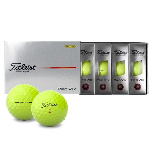타이틀리스트 2025 PRO V1X 더즌 골프공 4피스, 옐로우, 12개입, 1개