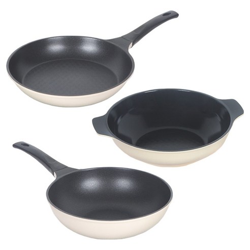 Elga 티타늄 주물 프라이팬 세트 3개, 혼합색상, 1세트, 프라이팬 28cm + 궁중팬 28cm + 양수웍 28cm