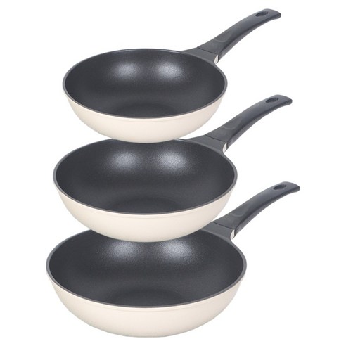 Elga 티타늄 주물 프라이팬 세트 3개, 혼합색상, 1세트, 궁중팬 20cm + 궁중팬 26cm + 궁중팬 28cm