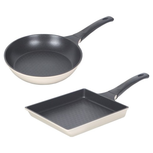 Elga 티타늄 주물 프라이팬 세트 2개, 혼합색상, 1세트, 프라이팬 20cm + 계란말이팬 25cm